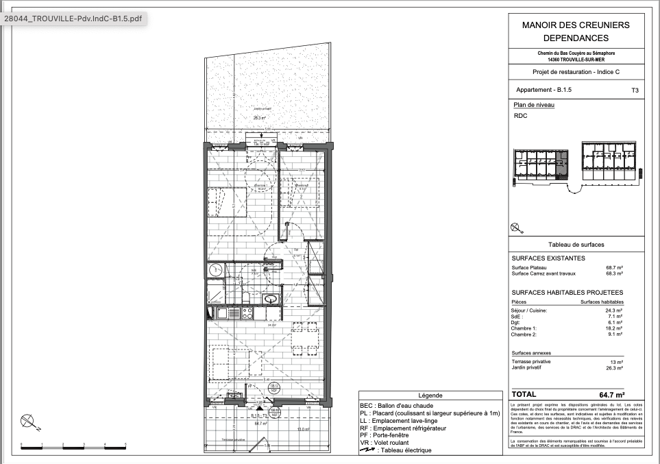 appartement 3 Pièces en vente sur TROUVILLE SUR MER (14360)